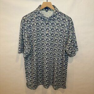 Stitch blue and white camo polo L golf performance wear